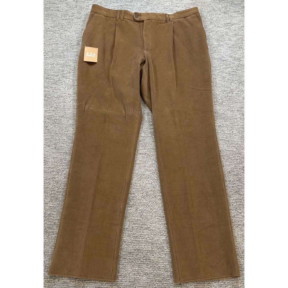 Barbour Mens Cotton Brown Straight Chunky Corduroy Pants‎ Size 42x36 NWT
